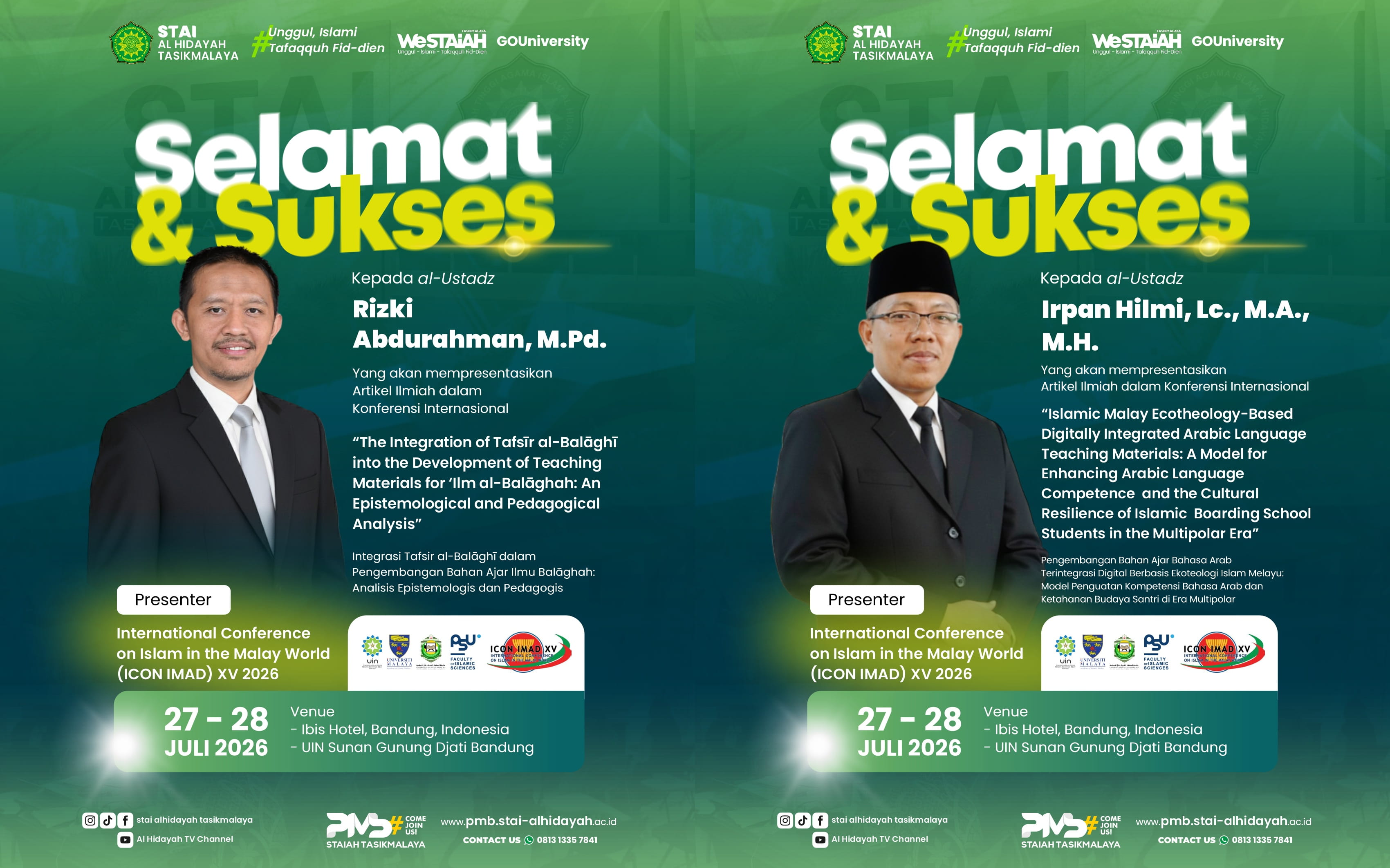 Dua Dosen STAI Al Hidayah Tasikmalaya Jadi Presenter pada ICON IMAD XV 2026